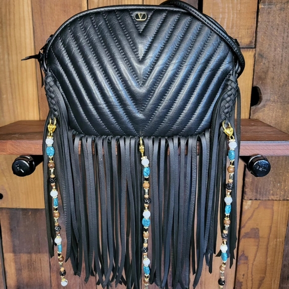 Valentino Garavani Handbags - Valentino Garavani Quilted Crossbody Bag Louis Vuitton fringe revamped upcycled